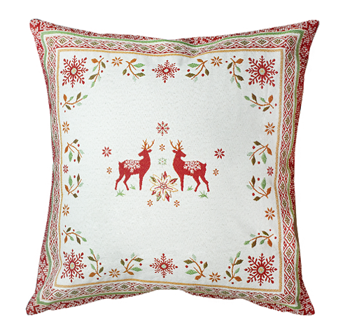 Jacquard cushion cover (VALLEE. red/green)